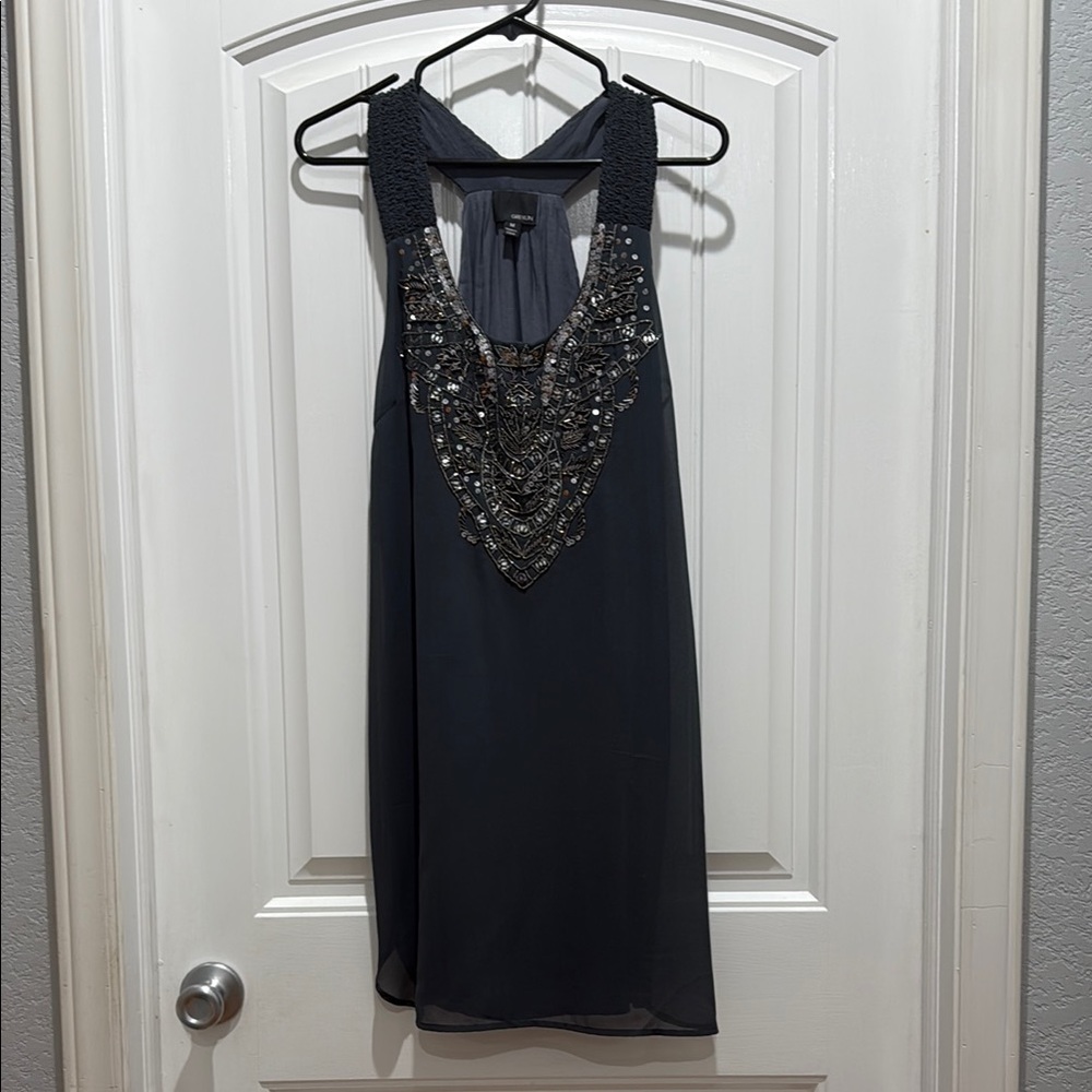 Greylin Blue Sequin Halter Cocktail Dress